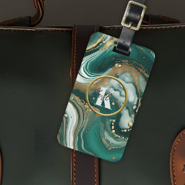 エメエレガントラルド大理石金ゴールドイニシャルと名前 ラゲッジタグ