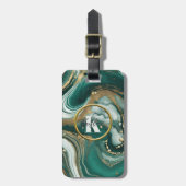 エメエレガントラルド大理石金ゴールドイニシャルと名前 ラゲッジタグ (正面縦)