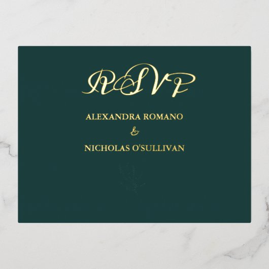 エメエレガントラルド結婚の食事の選択RSVPフォイルカード 箔招待状ポストカード (正面)