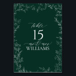 エメエレガントラルド結婚グリーンのテーブル番号カード テーブルナンバー<br><div class="desc">ウェディングエレガントレセプションデコ結婚アに洗練された「エメラルドグリーンのテーブルナンバーカード」をご紹介。豊かなエメラルドグリーンの背景と繊細な白い手描きの葉で囲まれたこのカードは自然なエレガンスを醸し出す。テーブル番号は、簡単を読みやすくするためのクリーンなモダンフォントで目立って表示される。紙に印刷さ高品質れ、これらのテーブル番号カードはあなたの披露宴テーブルに贅沢と洗練のtouchを追加し救済て、ゲストが簡単にスタイルで席を見つけることができる美しく調和した設定を確保する。一致連絡製品の設計者。コレクションの表示はこちら： https://www.zazzle.com/collections/119813590901503389 Copyright Anastasia Surridge,  all rights reserved.</div>