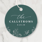 エメエレガントラルド結婚グリーンの上品なラウンド フェイバータグ (正面)