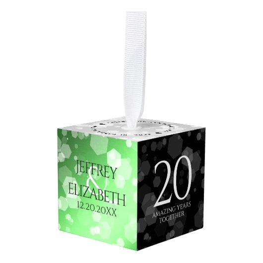 エメエレガントラルド結婚20周年記念 キューブオーナメント (正面アングル)