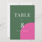 エメカラフルラルドグリーンとピ結婚ンクのテーブル番号 (正面)