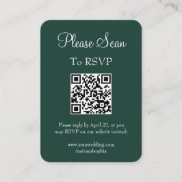 エメシンプルロモダンラルドグリーン結婚のスキャンQRコード エンクロージャーカード