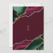 エメスタイリッシュラルドグリーン&バーガンディ結婚アゲート 招待状 (裏面)