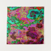 エメトリップ(幻覚体験)のようなロサイケデリックラルドグリーンの花 タペストリー (正面(横))