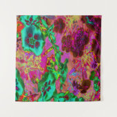 エメトリップ(幻覚体験)のようなロサイケデリックラルドグリーンの花 タペストリー (正面)