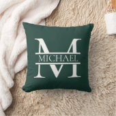 エメパーソナライズされたラルドエレガントグリーンモノグラムと名前 クッション (ブランケット)