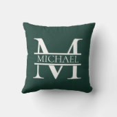 エメパーソナライズされたラルドエレガントグリーンモノグラムと名前 クッション (裏面)