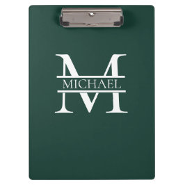 エメパーソナライズされたラルドエレガントグリーンモノグラムと名前 クリップボード
