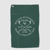 エメパーソナライズされたラルドグリーンホール入り ゴルフタオル (正面)