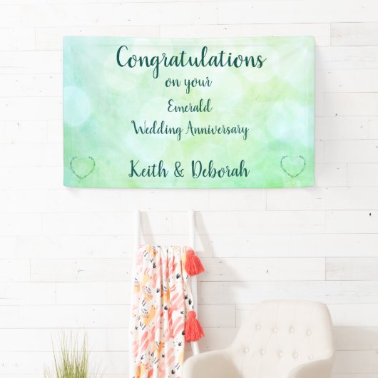 エメパーソナライズされたラルド結婚の記念日 横断幕 (インサイチュ)