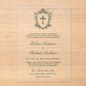 エメビクトリアンラルドグリーン結婚カトリック アクリル招待状 (正面)