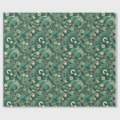エメファンキーラルドグリーンレトロ1970年代の抽象芸術パターン ラッピングペーパー (フラット)
