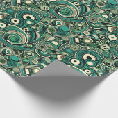エメファンキーラルドグリーンレトロ1970年代の抽象芸術パターン ラッピングペーパー (角)