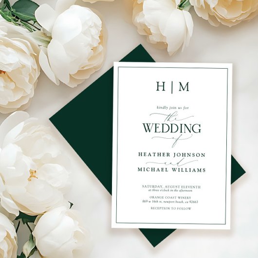 エメフォーマルラルドグリーンモノグラム書結婚道 招待状