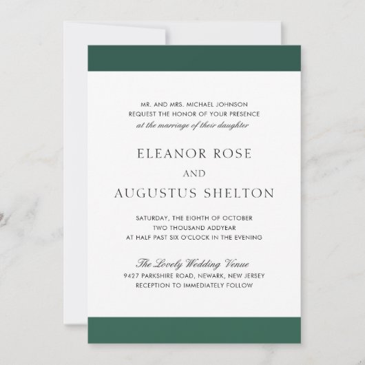 エメミニマルラルドエレガントグモダン結婚リー 招待状 (正面)