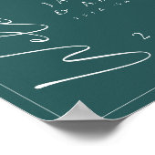 エメミニマルラルドグリーン結婚スクリプトのウェルカムサイン ポスター (角)