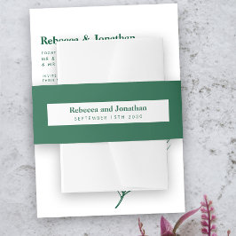 エメミニマルラルド結婚グリーン 招待状ベリーバンド