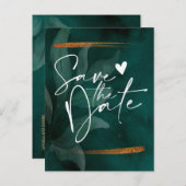 エメモダンラルドのグリーンと離れの日付を保存Anno 案内ポストカード (正面/裏面)