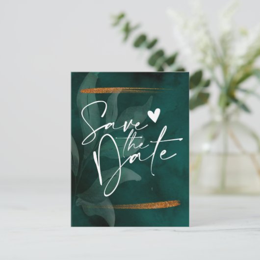 エメモダンラルドのグリーンと離れの日付を保存Anno 案内ポストカード (スタンド正面)