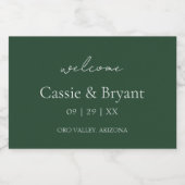 エメモダンラルドエレガントグリーンの結婚ウェルカムギフト スパークリングワインラベル (シングルラベル)