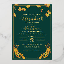 エメモダンラルドエレガントグリーン&金ゴールドフローラ結婚ズ