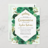 エメモダンラルドガーリーグリーンフローラ金ゴールドキンセアニラ ポストカード (正面/裏面)