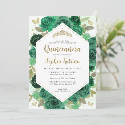 エメモダンラルドガーリーグリーンフローラ金ゴールドキンセアニラ 招待状 (スタンド正面)