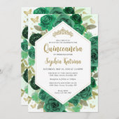 エメモダンラルドガーリーグリーンフローラ金ゴールドキンセアニラ 招待状 (正面/裏面)