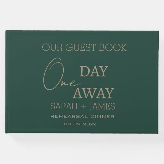 エメモダンラルドグリーンある遠くに日結婚の ゲストブック (正面)