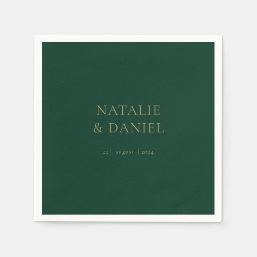 エメモダンラルドグリーンと金ゴールドシック結婚ズ スタンダードカクテルナプキン (正面)