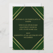 エメモダンラルドグリーンと金ゴールドストライプ誕生日 招待状 (裏面)