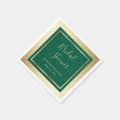 エメモダンラルドグリーンと金ゴールドブライダルシャワー スタンダードカクテルナプキン (角)
