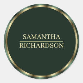 エメモダンラルドグリーンと金ゴールド縁どの名前 ラウンドシール