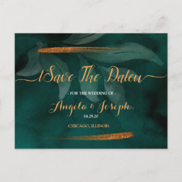 エメモダンラルドグリーンと離れエメラルドの日付を保存 ポストカード