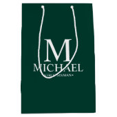 エメモダンラルドグリーンパーソナライズされたグロムスマン ミディアムペーパーバッグ (正面)