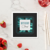 エメモダンラルドグリーンブラックとホワイト スタンダードカクテルナプキン (インサイチュ)