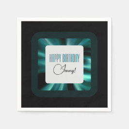 エメモダンラルドグリーンブラックとホワイト スタンダードカクテルナプキン