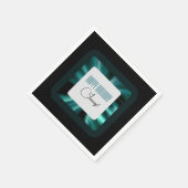 エメモダンラルドグリーンブラックとホワイト スタンダードカクテルナプキン (角)