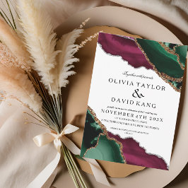 エメモダンラルドグリーンブルゴーニュ結婚ー館 招待状