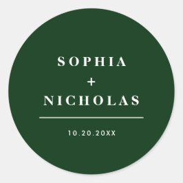 エメモダンラルドグリーンミニマルエレガントな結婚式 ラウンドシール