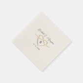 エメモダンラルドグリーン結婚モノグラム スタンダードカクテルナプキン (角)