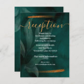 エメモダンラルドグリーン葉と披露宴カード 案内ポストカード (正面/裏面)