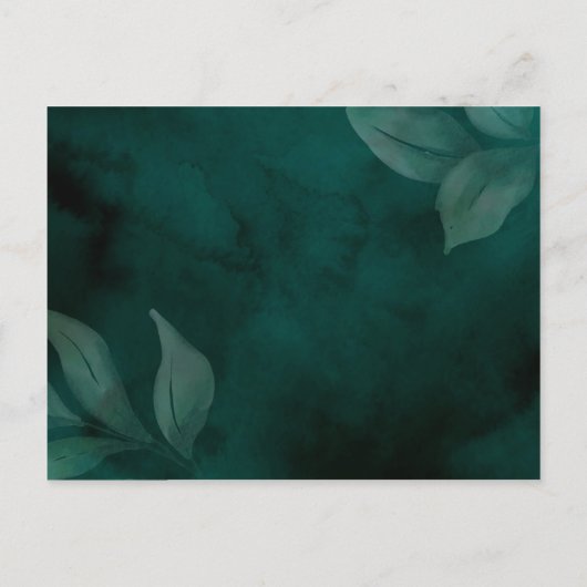 エメモダンラルドグリーン葉と披露宴カード 案内ポストカード (裏面)