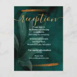 エメモダンラルドグリーン葉と披露宴カード 案内ポストカード