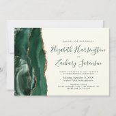 エメモダンラルドグリーン金ゴールドアゲートアイボリー結婚ズ 招待状 (正面)