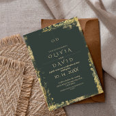 エメモダンラルドグリーン金ゴールド結婚ズ 招待状