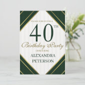 エメモダンラルドホワイトと金ゴールドストライプ誕生日 招待状 (スタンド正面)