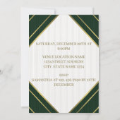 エメモダンラルドホワイトと金ゴールドストライプ誕生日 招待状 (裏面)